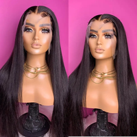 Perruque en cheveux humains naturels vietnamiens avec dentelle HD, perruque complète sans colle en cheveux vierges alignés, perruques frontales en dentelle pour femmes noires