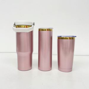 Stainless Steel Mirror Shiny Tumblers Plated 20Oz 30Oz Rose Gold Vacuum Insulated Tumbler - Product Image 1