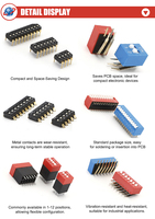 Interrupteur DIP SMD SUDA 2,54 mm, double rangée, 10 positions, SPST, cuivre noir, IP41, haute température pour 50 V, durée de vie mécanique de 2000 cycles