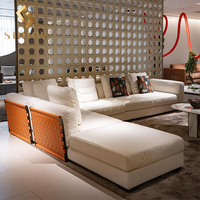 Canapé d'angle inclinable en cuir et velours, style italien moderne, canapés de salon en L pour la maison et le luxe