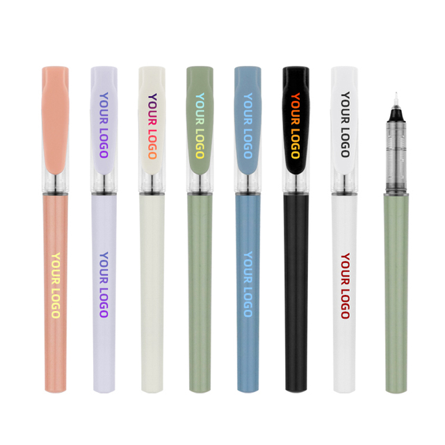 Wholesale Custom Logo 0.5mm Black Gel Ink Pens Promotional Advertising Office School Plastic Non Erasable Bulk Stationery