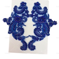Applique de corsage de luxe en cristal et strass, motif floral, style patchwork perlé, pour robe de mariée, de bal ou de soirée