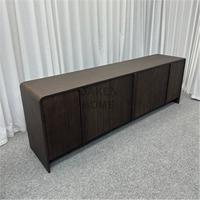 Buffet en bois de chêne rainuré OAKEN, meuble de rangement moderne avec portes cannelées pour salon et salle à manger