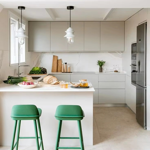 Cool-Tone Luxury Minimalist Custom <b>Cabinets</b>, Built-in Air Fryer, Full <b>Cabinet</b> Storage, Open Style, for Large Homes - Product Image 1