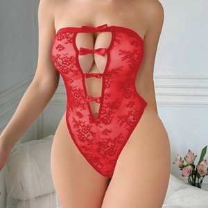 여성용 블랙 레이스 버튼 섹시 홀터 속이 비치는 통기성 바디수트 시스루 메쉬 점프수트 롤플레잉 란제리 파티/나이트클럽 의상 - Product Image 3