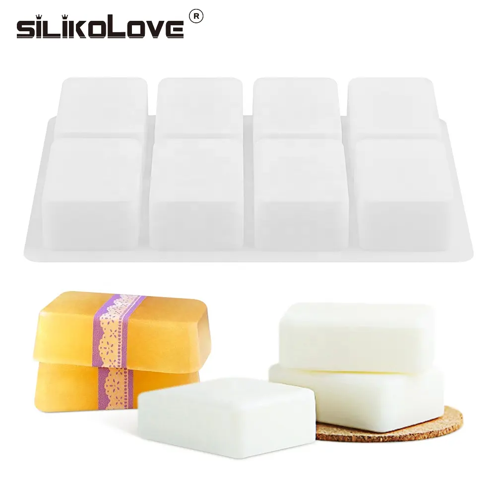 SILIKOLOVE 8キャビティ100g長方形石鹸型シリコンモールドDIY手工芸品キャンドル石鹸作り用