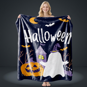 Halloween Flannel Fleece Throw <b>Blanket</b> Rectangular Anti-Pilling Printed Festival Design for Home Autumn Use - Product Image 1