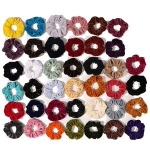Wholesale Fashion Women's Solid Color Headband Velvet Scrunchies Cheap Elastic Band Hair Tie Scrunchy - Product Image 1