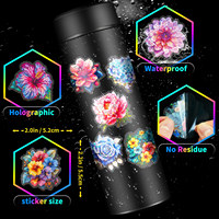 Autocollant en vinyle transparent floral PET, étiquette pour animaux de compagnie, impression d'étiquettes, autocollant en vinyle personnalisé imperméable, étiquette découpée, fabricant OEM