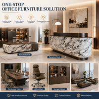 Comptoir de réception moderne en marbre naturel avec finition bronze, forme carrée, éclairage LED pour hall d'hôtel de luxe, bureau, logo personnalisé