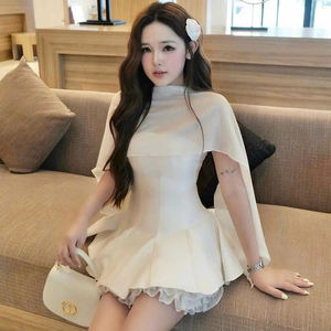 Conjunto de Top Corto Blanco y Vestido Midi, Estilo Casual Chic, Color Sólido, Mezcla de Algodón, Poliéster y Chifón, Prenda de Una Pieza, Teñido Liso, Prenda OEM - Product Image 1