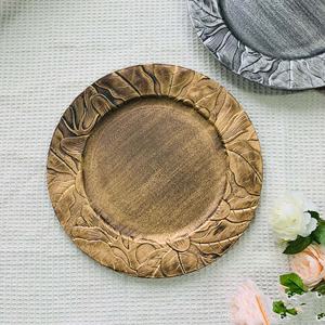 Argent rond en relief impression Vintage en détresse motifs uniques plateaux cadeaux en gros fruits bol plateau décoratif chargeur assiettes - Product Image 2