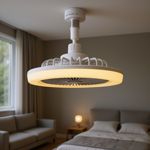 LED <b>Ceiling</b> Fan With <b>Light</b> 9.44in DC Motor <b>Remote</b> <b>Control</b> Dimmable 3 Speed Flush Mount Modern Design White - Product Image 2