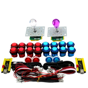 Tự làm 2-Player Arcade Trò chơi giao diện điều khiển Kit MAME USB <span class=keywords><strong>Encoder</strong></span> 8-cách cổ điển arcade Joystick 28mm Led Chrome đẩy nút đồng xu thanh toán - Product Image 1