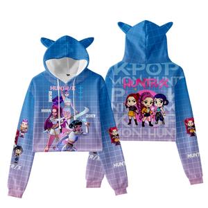 เสื้อฮู้ดลายการ์ตูนน่ารักสไตล์ K-Pop ยอดนิยม พิมพ์ลาย 3 มิติ ลาย Demon Hunters แบบสวมหัว มีหูแมว ผ้าทอเนื้อนุ่ม สวมใส่สบาย - Product Image 5