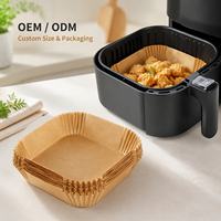 Papiers sulfurés carrés jetables personnalisés, résistants à l'huile et de qualité alimentaire, pour friteuses à air et cuisson domestique