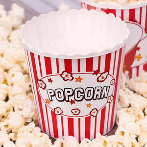 BPA Miễn Phí Màu Đỏ Và Trắng Tái Sử Dụng Nhựa Bỏng Ngô Hộp Đảng Snack Bát Lớn Bỏng Ngô Xô - Product Image 3