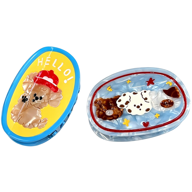 Cartoon Animal Shape Acetate Hair Claw Cute Yellow Dog Bear Fun Round Shark Clip Women Fashion Hair Accessories Wholesale