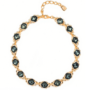 สร้อยคอยาวประดับเพชรสีรุ้งโซ่พลอยสี่เหลี่ยมสไตล์วินเทจ - Product Image 6