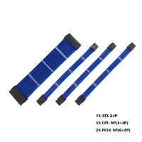 Kit de câbles d'extension ATX de base 30x30cm, connecteurs pour alimentation CPU, fil à manche 24 broches, 8 broches, 6 + 2 broches, 4 + 4 broches