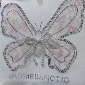 Chuyển In Ấn Và Sửa Chữa Nóng Màu Hồng Ren Rhinestone Chuyển Sửa Chữa Nóng Rhinestone T-Shirt Thời Trang Rhinestone - Product Image 4