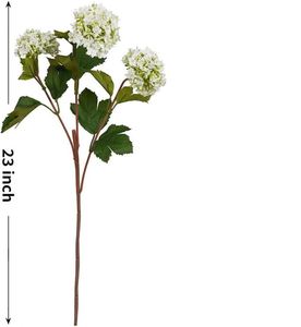 Flores Artificiales de Látex de Alta Calidad con Tacto Real, Hortensia de 3 Cabezas, Estilo Bola de Nieve, para Centros de Mesa Navideños y Decoración de Bodas - Product Image 2