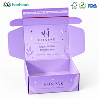 Boîte d'expédition personnalisée HONPAK avec bande adhésive pour produits de beauté, boîte d'emballage en carton ondulé imprimée pour les marques de commerce électronique
