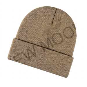 Customized Logo Embroidery Unisex Acrylic Knitted Cuffed Beanie Winter <b>Warm</b> Knitted Beanie <b>Hat</b> - Product Image 1