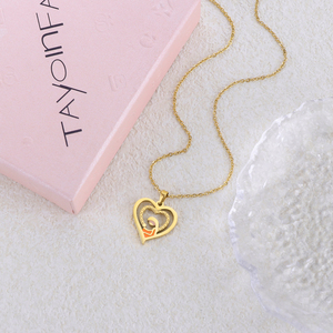 Collar con Colgante de Corazón Chapado en Oro 304 316, Cadena de Aleación, 16+2 Pulgadas de Longitud Ajustable, Joyería Romántica para Uso Diario - Product Image 3