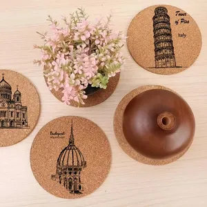 Posavasos de Madera Natural para Decoración de Vajilla, Posavasos Antideslizante con Logotipo de <span class=keywords><strong>Mapa</strong></span> de Construcción de Ciudad, Soporte para Bebidas, Té y Café, 1 Unidad - Product Image 2