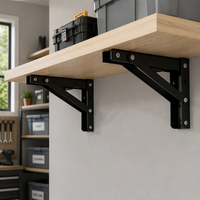 Ensemble de supports d'étagère pliables, supports triangulaires muraux, gain de place, revêtement en poudre, pour le rangement domestique