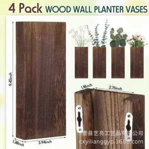Maceta de madera cuadrada para colgar en la pared, estilo rústico, de madera maciza oscurecida, para plantas verdes. - Product Image 5
