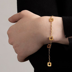 Collar de <span class=keywords><strong>Cadena</strong></span> con Diseño Único de Bucle Cuadrado Geométrico, Acero Inoxidable Resistente al Deslustre, Chapado en Oro de 18k, para Joyería Hip Hop - Product Image 3
