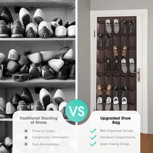 Over The Door <b>Shoe</b> Organizer 35 Pockets Breathable Mesh Hanging <b>Storage</b> For <b>Shoes</b> Behind Doors On Walls Coffee Color - Product Image 4