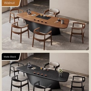<span class=keywords><strong>Table</strong></span> <span class=keywords><strong>basse</strong></span> moderne en bois massif <span class=keywords><strong>avec</strong></span> ensemble de sièges, design incurvé en acier inoxydable, grande planche intégrée, mobilier de salon et de balcon - Product Image 4