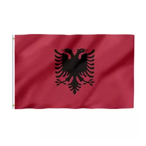 48h高速配信プロモーション製品3x5Ftアルバニア旗100% ポリエステルアルバニア旗真ちゅう製グロメット付きアルバニア旗