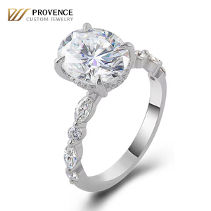 Anillo de Moissanita con Corte Ovalado DEF VVS, Personalizado en Oro Blanco Sólido de 14K o 18K, Joyería Fina, Anillos, Regalo de Navidad <span class=keywords><strong>para</strong></span> Mujeres y Hombres - Product Image 1