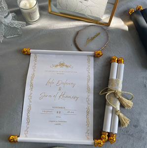 Elegant <b>Wedding</b> Invitation Scroll Royal Blue and Gold Ribbon Card Custom Ceremony Invite Decor - Product Image 4