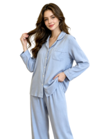 Ensemble de pyjama pour femmes en viscose de bambou et coton, manches longues et pantalon long, nouveau style pour le printemps, l'été et l'automne, vêtements de détente haut de gamme pour femmes