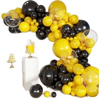 Kit d'arche de ballons MOXMAY durable noir-jaune, 151 pièces, ballons de 18, 12, 10 et 5 pouces, guirlande pour baby shower et fêtes d'anniversaire