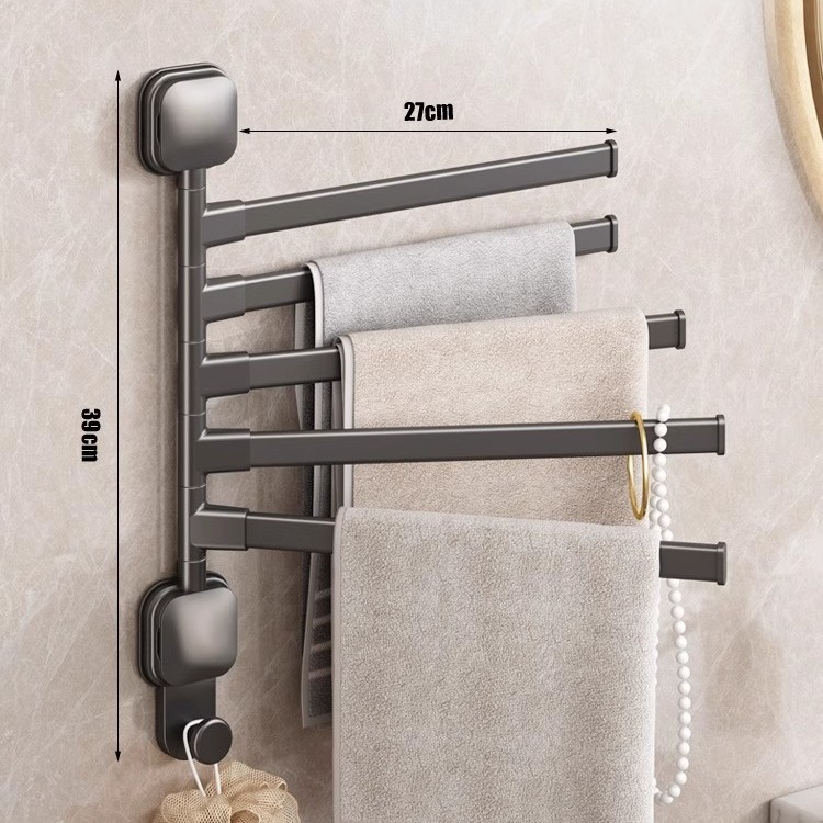 Gunmetal Gray - Five Rods [Non-marking Suction Cup 180° Rotatable]