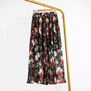 Élégante Jupe Longue Plissée en Mousseline de Haute Qualité pour Femmes, Taille Haute, Respirante, Imprimée, Style Décontracté pour l'Été et l'Automne - Product Image 2