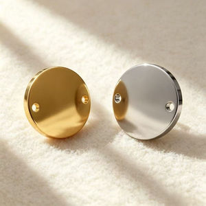 Fashion Stainless Steel Double Holes Blank Round Shaped Accessories Engraved Logo Geometric Pendant <b>Charms</b> for Jewelry Making - Product Image 1
