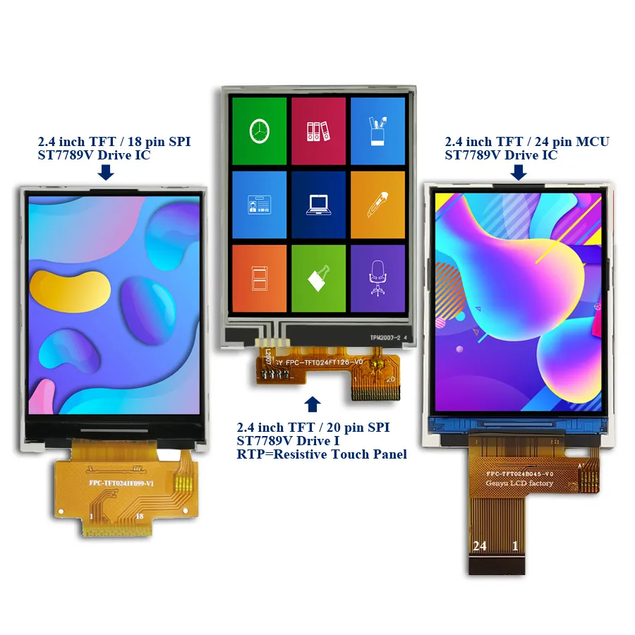 Pantalla táctil TFT de 2,4 pulgadas para electrodomésticos, Lcd a Color RGB de 240x320, NV3030A, ST7789, 18 Pines, 20 pines, 24 Pines, 2,4 TFT, IPS