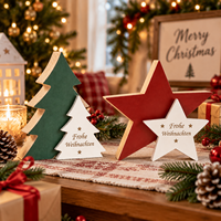 Décoration de Noël Pafu pour cheminée et table, 2 styles, motif étoile, Joyeux Noël, en bois rustique