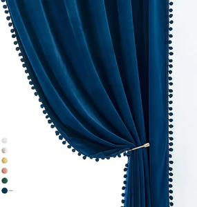 DaiRui solide plaine <span class=keywords><strong>Pompon</strong></span> velours rideau salon chambre hôtel fenêtre velours rideau - Product Image 2