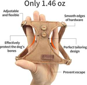 ドッグリーシュ付きプルドッグハーネスなし、軽量ペットハーネスベスト、ソフトアジャスタブルチョークエスケーププルーフなしかわいいドッグハーネス - Product Image 2