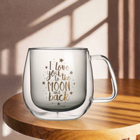 Mug à café en verre borosilicate à double paroi, moderne, écologique, personnalisé, luxe, doré, transfert thermique haute température