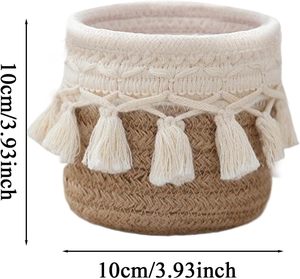 Juego de Cestas Pequeñas de Cuerda de Algodón Tejida, Organizador de Maquillaje Bohemio con Flecos, Contenedor de Almacenamiento para Artículos Pequeños, Decoración para Mesa de Vanidad - Product Image 2