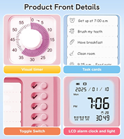 3-in-1 Visueller Timer ADHS-Hilfsmittel für Kinder und Erwachsene Aufgaben-Timer mit Aufgabenplan-Tafel Tägliche Checkliste für Zuhause Schule Klassenzimmer Schreibtisch